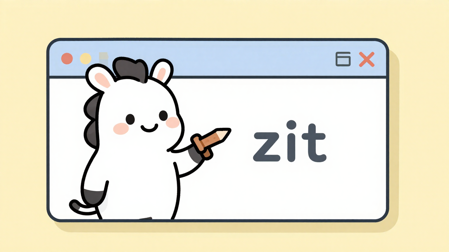 The zit mascot drawing beside a terminal window